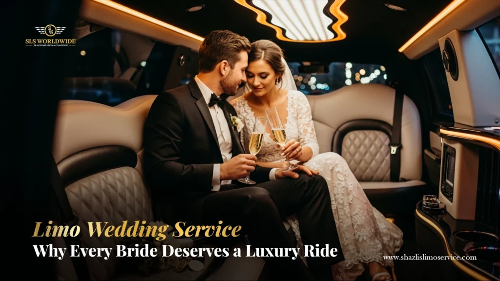 limo wedding service luxury stretch limousine bride SLS Worldwide