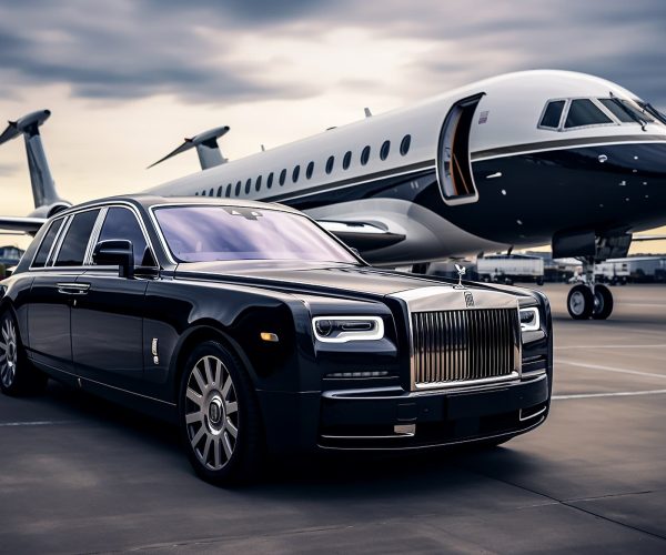 executive airplane with limousine rolls royce