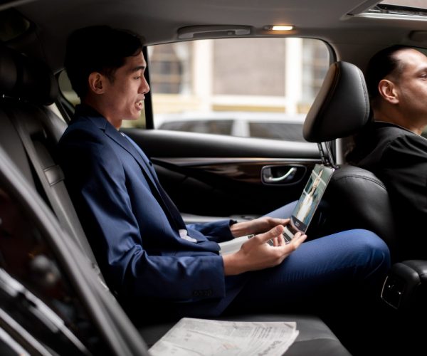 taxi driver getting ready